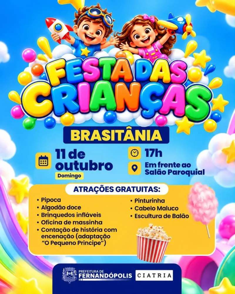Dia das Crianças terá programação especial em Fernandópolis e Brasitânia
