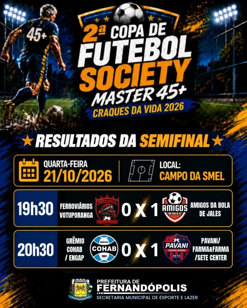 2ª Copa de Futebol Society 45+ “Craques da Vida” tem a final definida