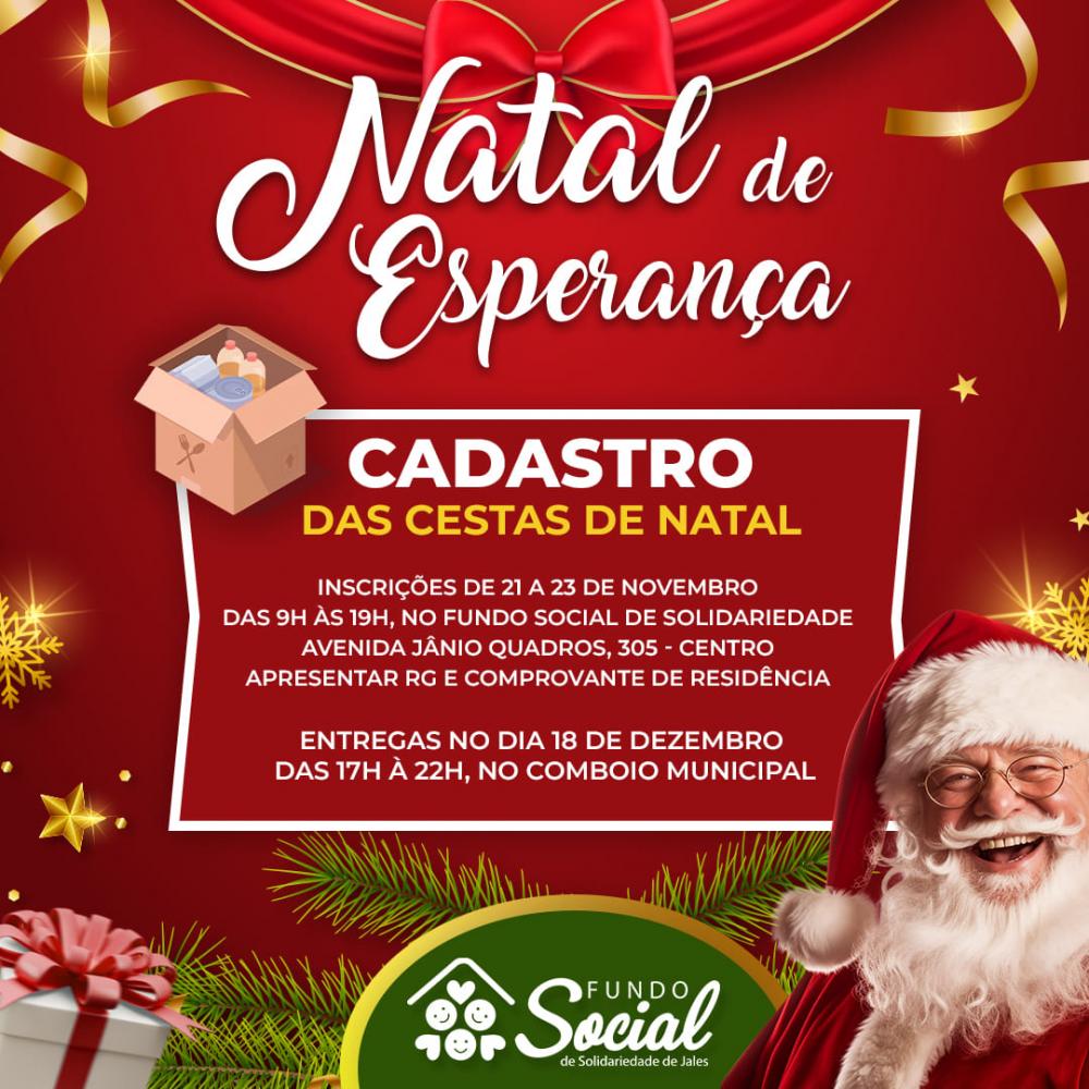 Fundo Social de Solidariedade cadastrará famílias carentes, de 21 a 23 de novembro, para entrega de cestas de Natal
