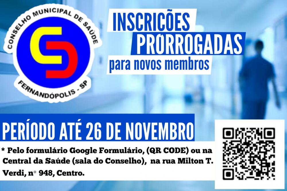 PRORROGADA: inscrições para o Conselho Municipal de Saúde vão até o dia 26 