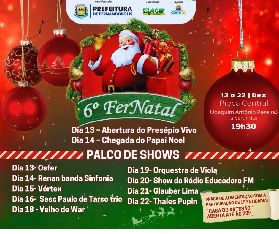 Fernatal começa amanhã quarta-feira, dia 13
